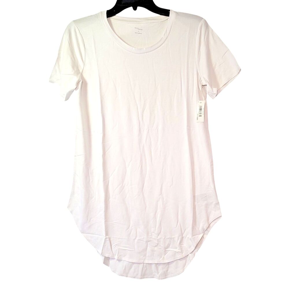 Daily Ritual Women's White Short Sleeve Hi Lo Long T-Shirt Size Medium